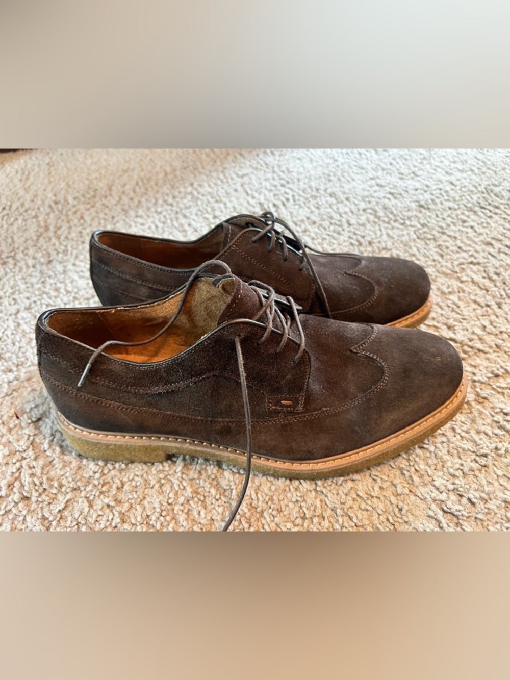 Men's Dark Brown Suede Lace-Up Dress Shoes - size 10.5